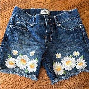 Floral Embroidered Denim Shorts